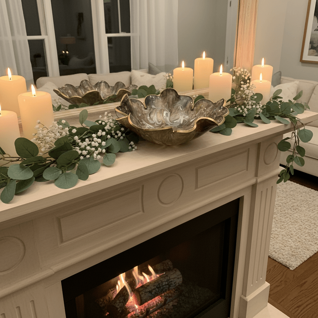 Silver Gold Swirl Bowl - Mantel