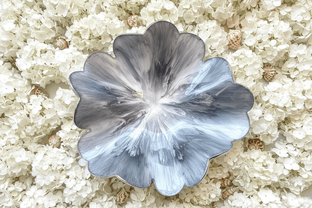 Silver Metallic Resin Bowl – Handmade Modern Home Decor - The Glossy Gift Shop