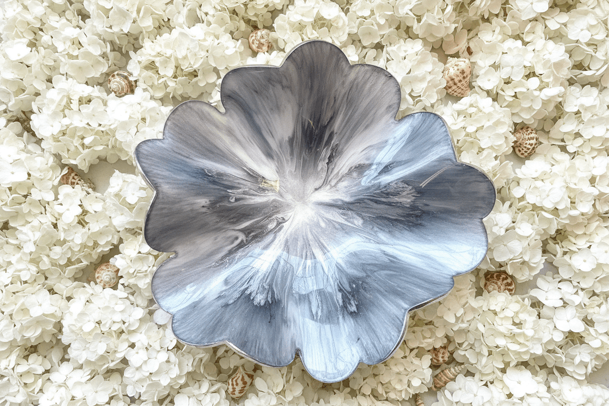 Silver Metallic Resin Bowl – Handmade Modern Home Decor - The Glossy Gift Shop