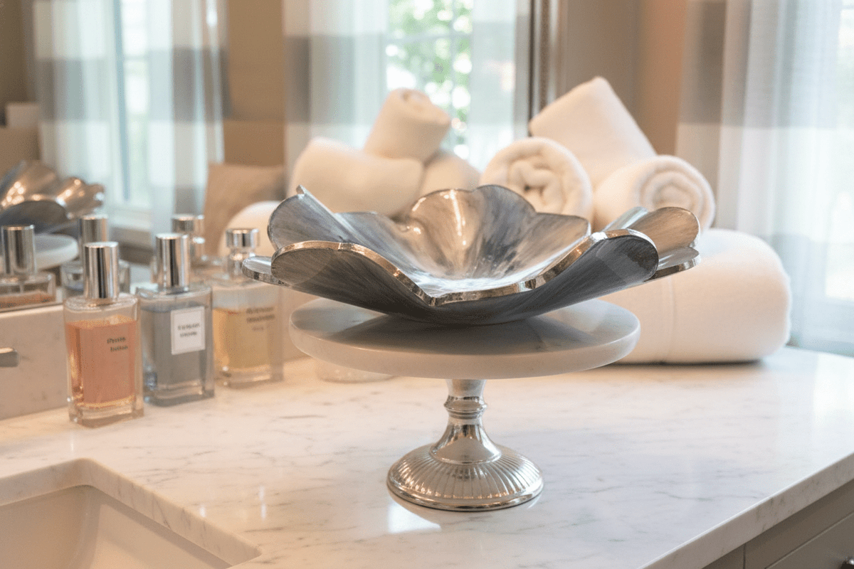 Silver Metallic Resin Bowl – Handmade Modern Home Decor - The Glossy Gift Shop