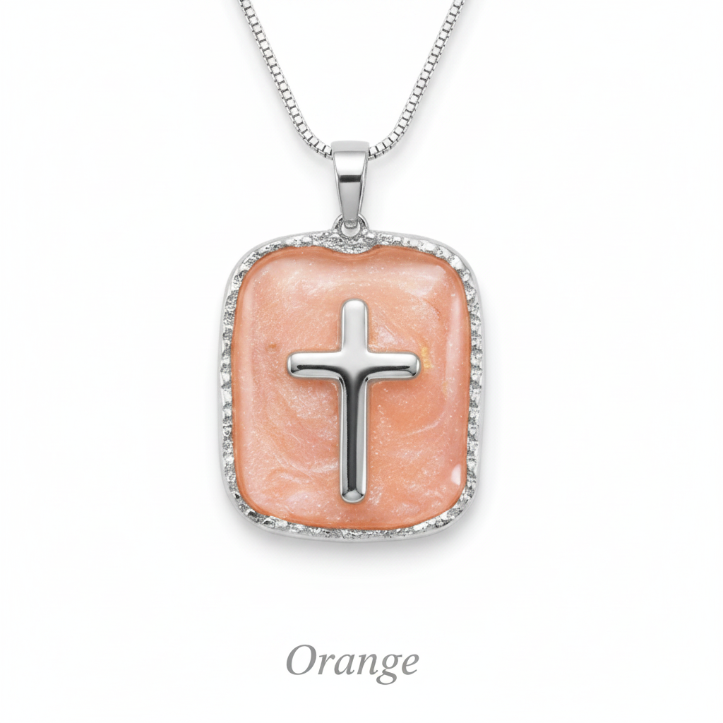 Silver Tone / Orange - Rectangular