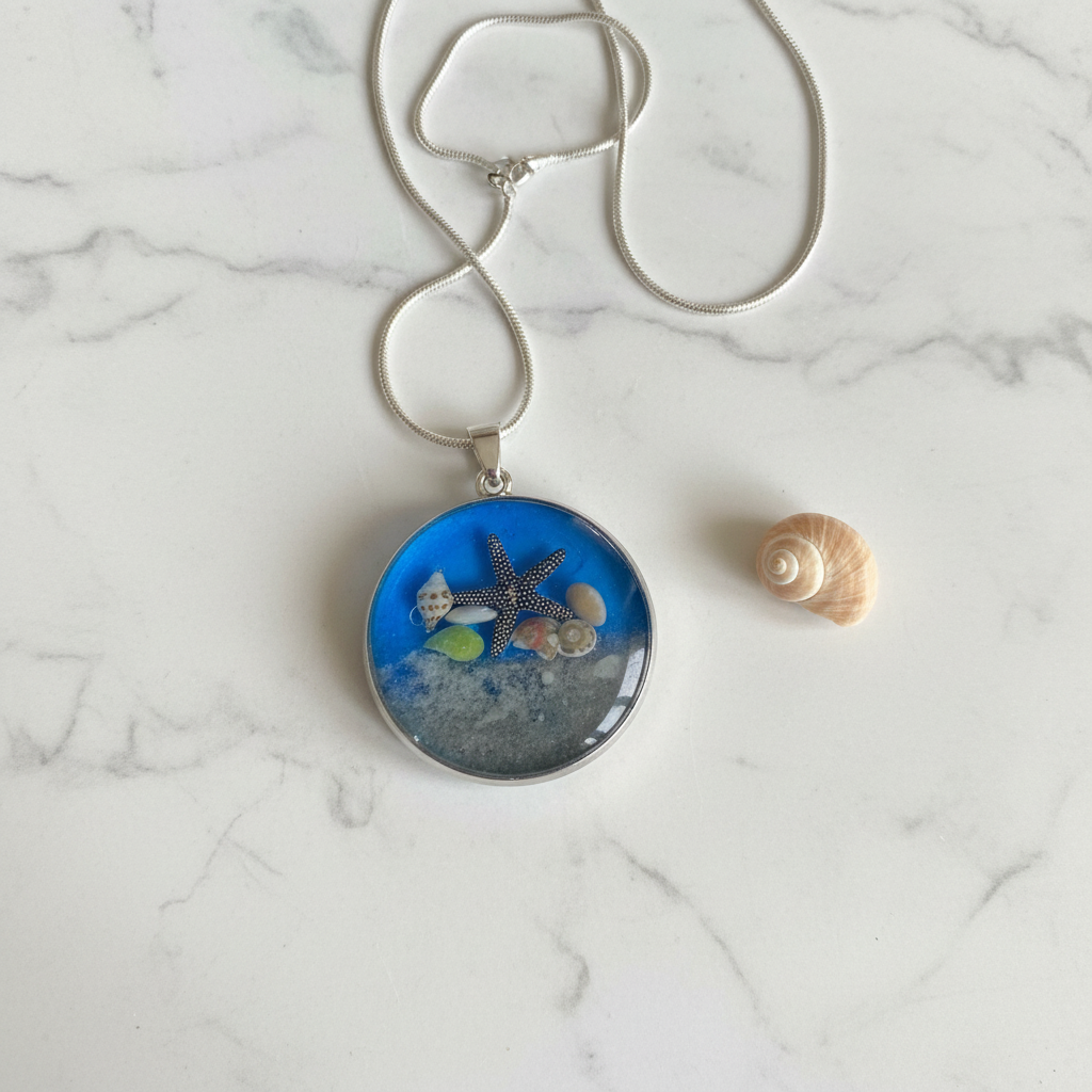 Starfish Beach Round Pendant
