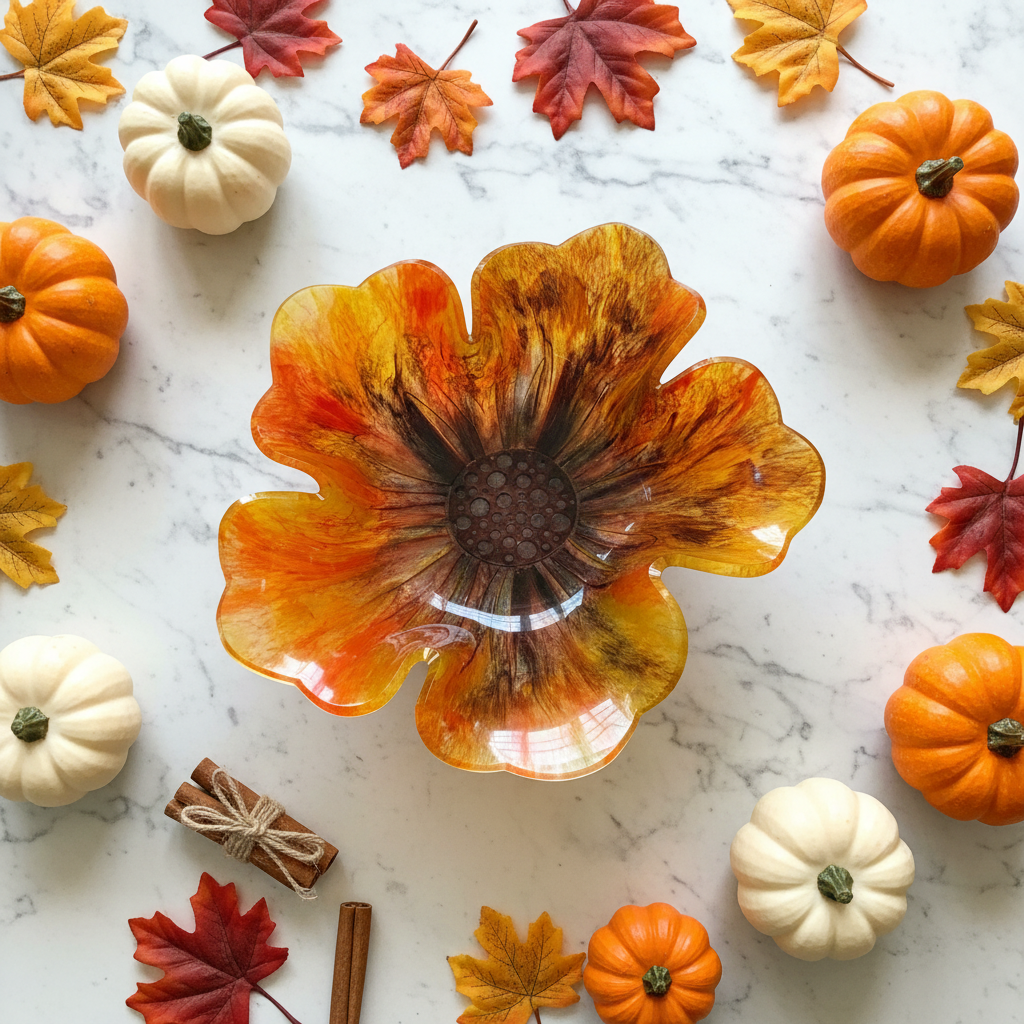 Sunflower Resin Bowl – Colorful Handmade Floral Decor - The Glossy Gift Shop