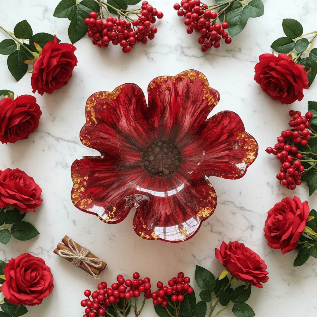 Sunflower Resin Bowl – Colorful Handmade Floral Decor - The Glossy Gift Shop