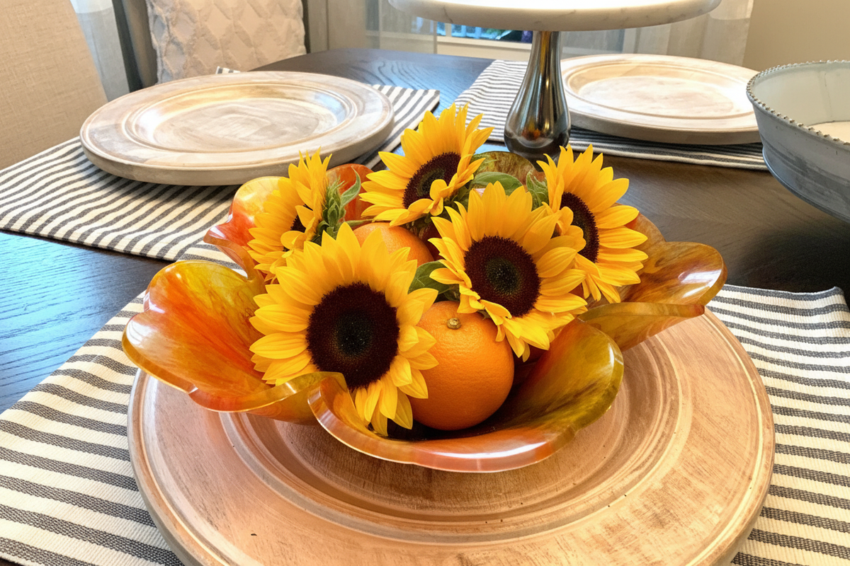 Sunflower Resin Bowl – Colorful Handmade Floral Decor - The Glossy Gift Shop