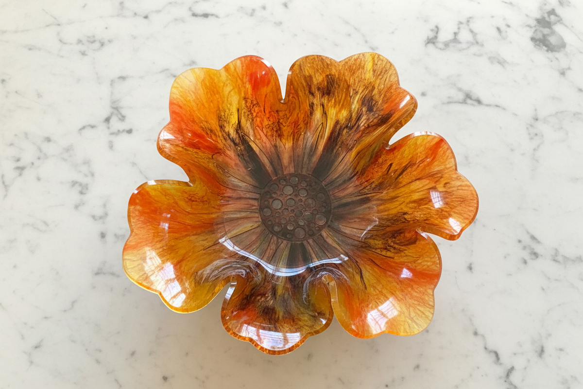 Sunflower Yellow Bowl - Top Down Empty Marble