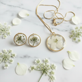 Sweet Begonia & Queen Anne's Lace Jewelry Set