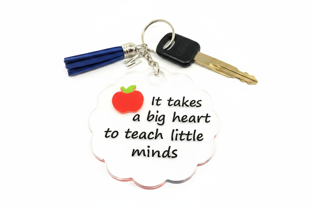 Teacher Keychain - Text Clearly Visible White Background