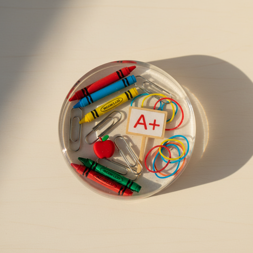 Teacher Paperweight Disc – Top Down Close-Up