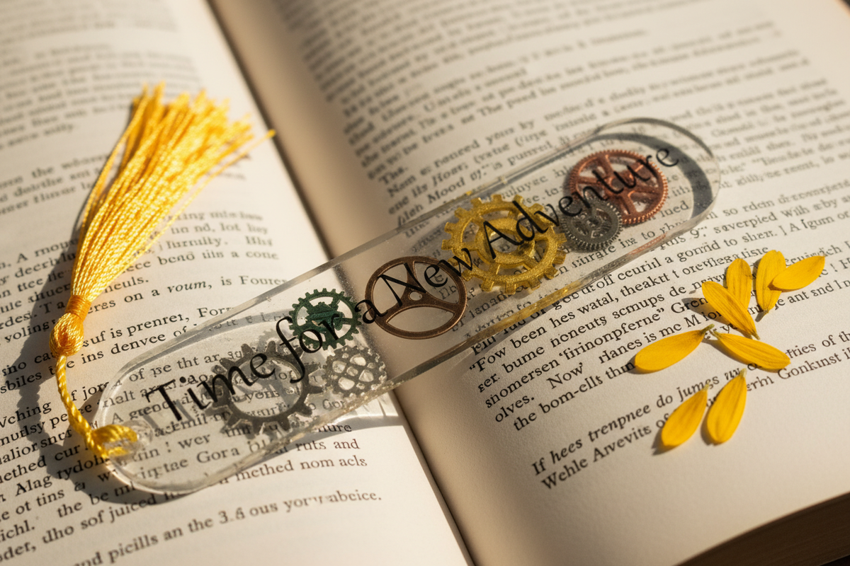Time for a New Adventure Bookmark – Laid on Book Page