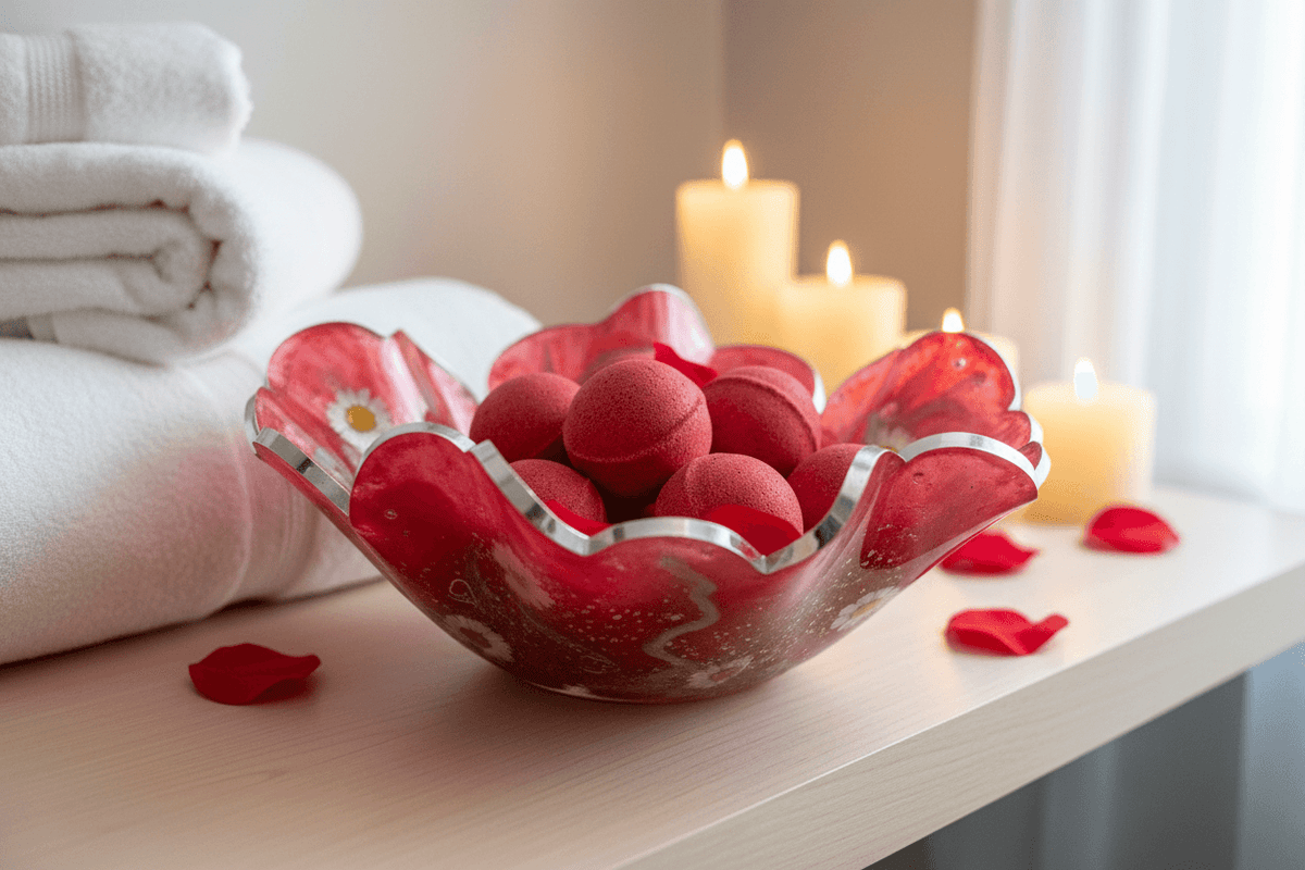 Valentine’s Day Daisy Resin Bowl – Red, White & Silver Decor - The Glossy Gift Shop