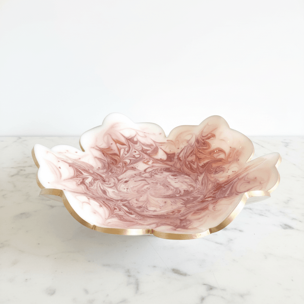 White & Copper Swirl Resin Bowl – Handmade Home Decor - The Glossy Gift Shop