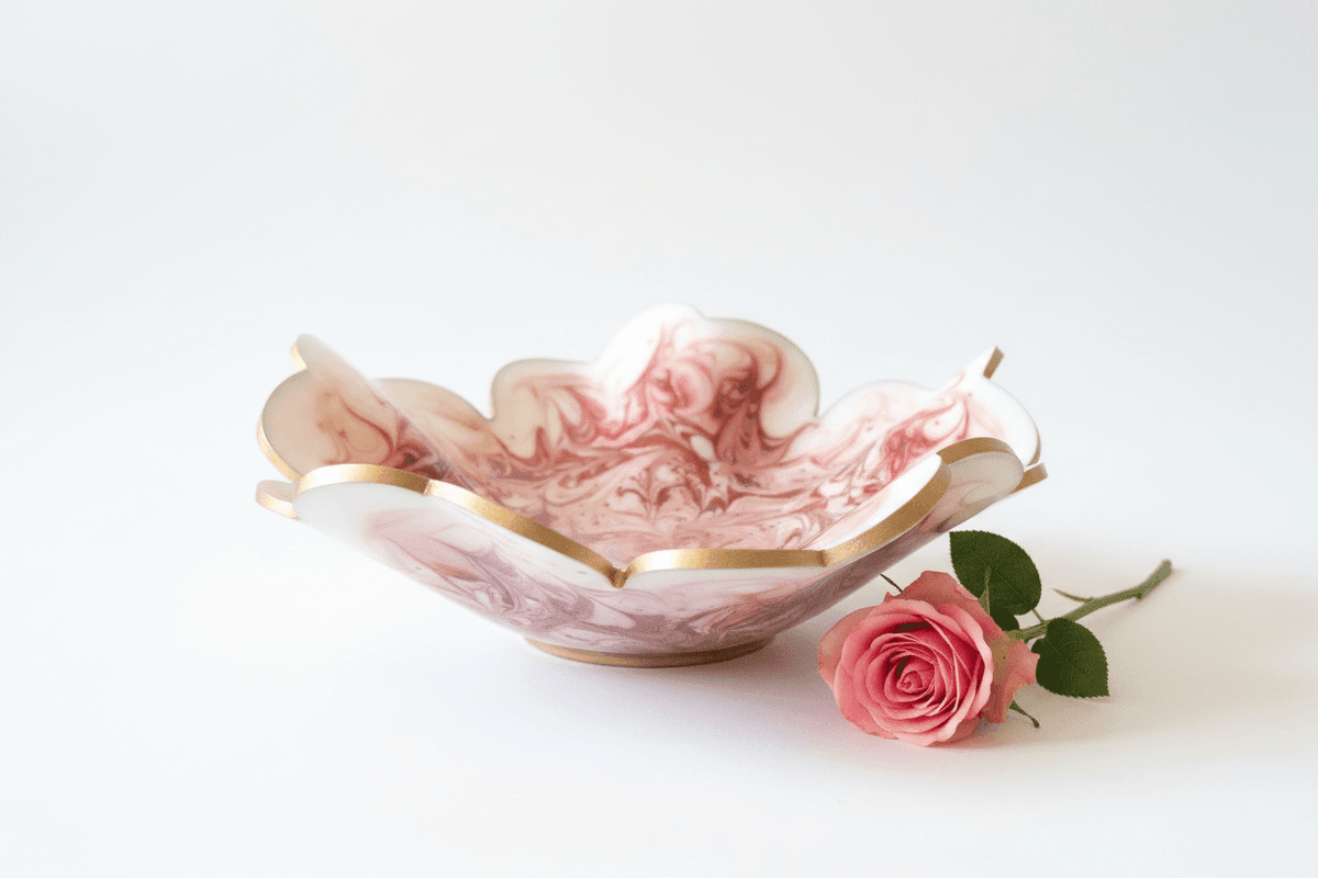 White & Copper Swirl Resin Bowl – Handmade Home Decor - The Glossy Gift Shop