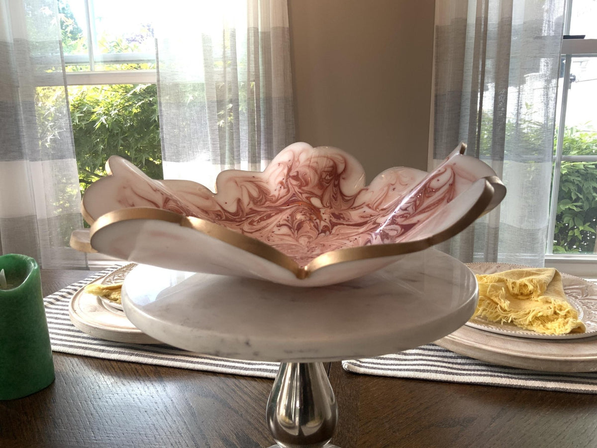 White & Copper Swirl Resin Bowl – Handmade Home Decor - The Glossy Gift Shop