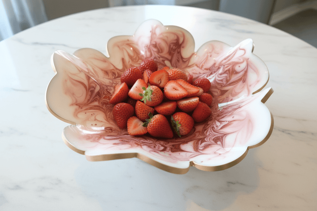 White & Copper Swirl Resin Bowl – Handmade Home Decor - The Glossy Gift Shop
