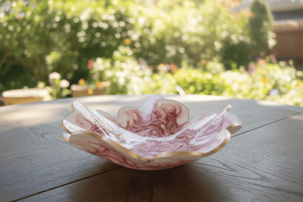 White & Copper Swirl Resin Bowl – Handmade Home Decor - The Glossy Gift Shop