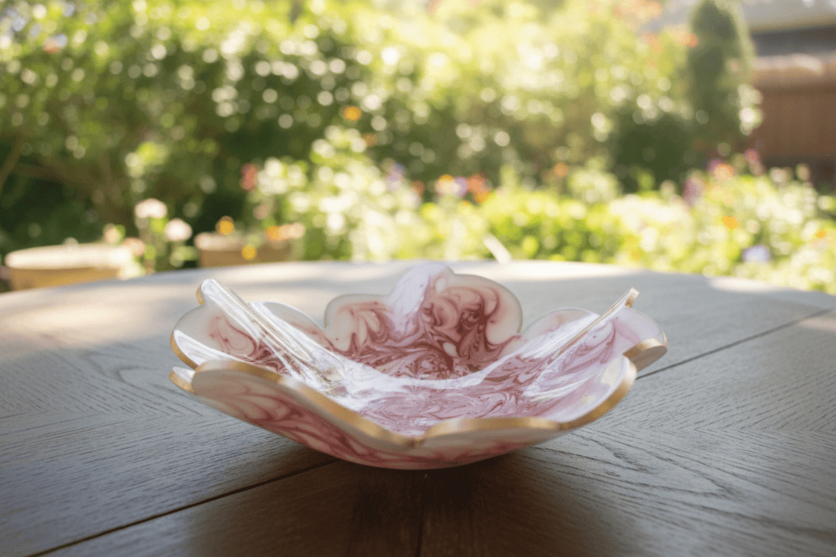 White & Copper Swirl Resin Bowl – Handmade Home Decor - The Glossy Gift Shop