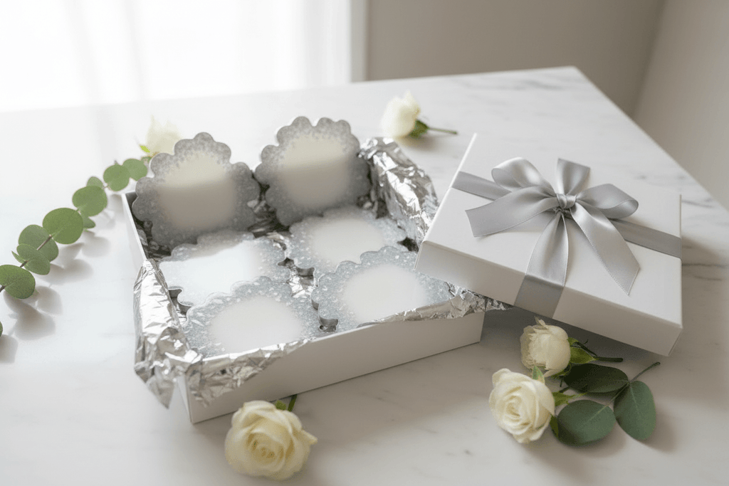 White Shimmer Resin Coaster Set – Handmade Set of 6 - The Glossy Gift Shop