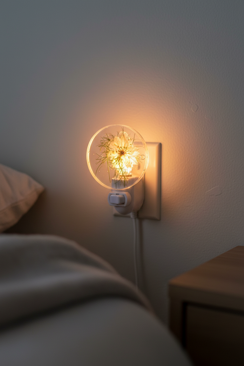 White Wispy Flower Night Light