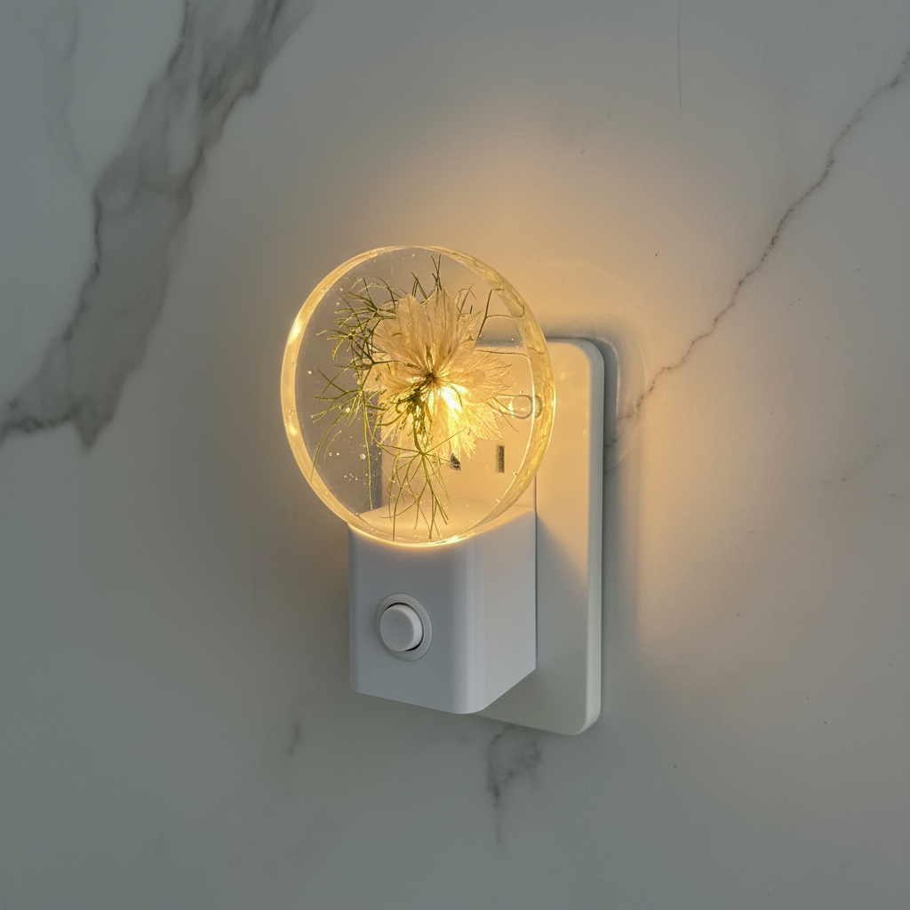 Wispy White Flower Night Light